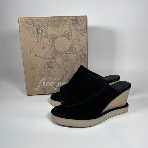 NEW Free People Running in Wedges Sandals - Suede For Women black 252 - Picture 8 of 8